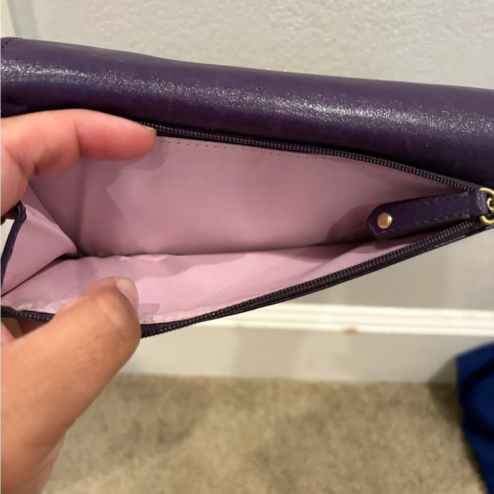 Vintage Coach Madison Leather Tri fold Checkbook Wallet Purple and Pink EUC